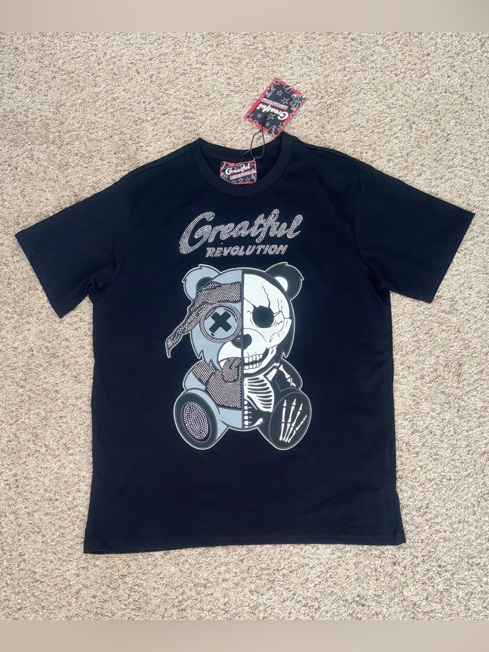 Greatful Revolution Embellished Cyborg Teddy Bear Tee Size: Large